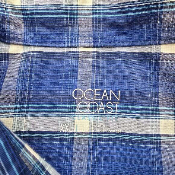 Ocean Coast Shirt Mens 2XL Blue Plaid Button Up Long Sleeve Western Classic Fit‎ - Picture 6 of 7